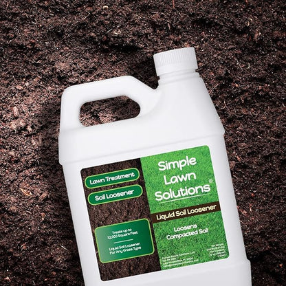 Liquid Soil Loosener- Soil Conditioner-Use alone or when Aerating with Mechanical Aerator or Core Aeration- Simple Lawn Solutions- Any Grass Type-Great for Compact Soils, Standing water, Poor Drainage