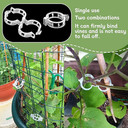 OJYUDD 200 Pcs White Plant Support Garden Clips,Secured Plastic Plant Clip,Tomato Vine Clips,Climbing Plant Support Clips for Flower Vine Twine Orchid