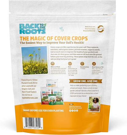 Back to The Roots 100% Organic Yelow Mustard Cover Crop Seeds, Covers ~1000 sq. ft.