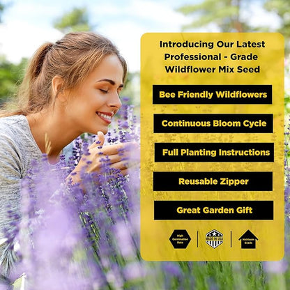 Camas Wildflower Seeds Bulk 1/4 lb – Perennial & Annual Wildflower Seed Mix for Planting Outside, Pure Seed No Fillers, Wild Flower Seeds Throw and Grow for Bees & Pollinators
