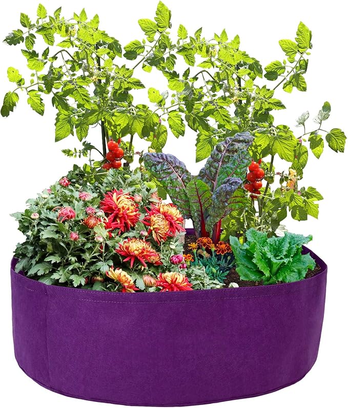 Round Raised Garden Bed, Plant Grow Bag Bed Felt Fabric Planting Planter Purple Planter, Veg Pot for Herb Flower Vegetable Plants XC771A61-9278-1752351061 15Gallon
