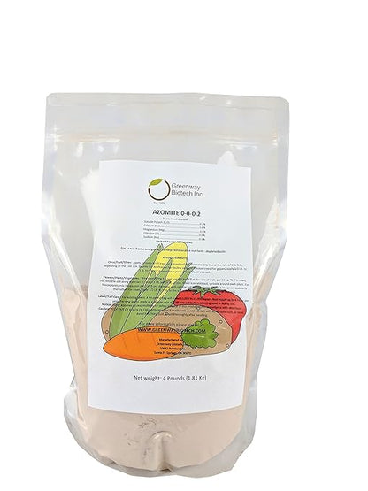 Greenway Biotech, Inc. Azomite Rock Dust Volcanic Ash Organic Fertilizer with Micronutrient & Trace Minerals- Natural Mineral Soluble Plant Fertilizers for Enhances & Increases Crop Yield (4 Pounds)