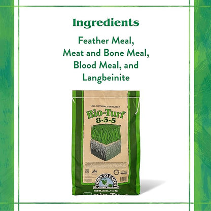 Down To Earth All Natural Fertilizers Organic Bio-Turf Lawn Food for Grass, Landscape and Ornamentals - Works with Lawn Spreaders 8-3-5, 50 Lb