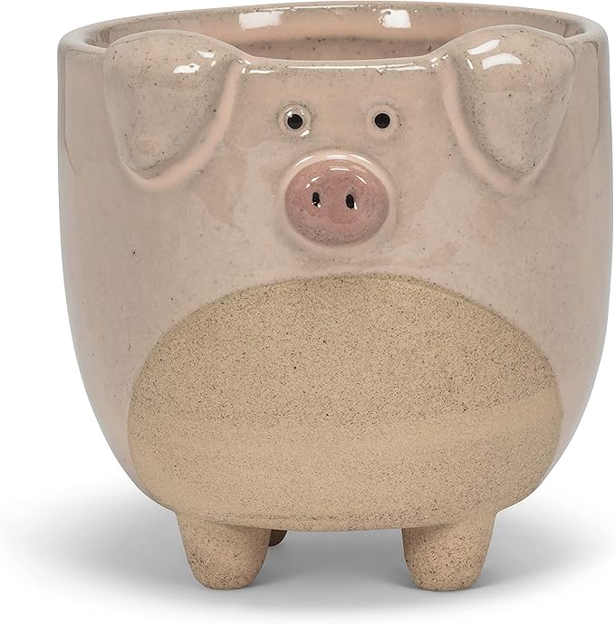 Abbott Collection Stoneware Pig on Legs Planter - Large (4" H)