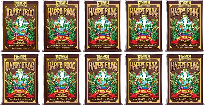 FoxFarm Happy Frog Potting Soil, 2cu ft (Pack of 10) - for Indoor/Outdoor Container Plants, Improves Root Efficiency, pH Adjusted for Optimal Nutrient Uptake - Contains Mycorrhizae and Humic Acids