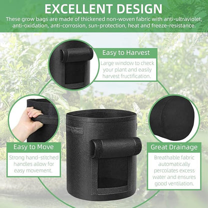 LITLANDSTAR 12 Pack 15 Gallon Potato Grow Bags, Heavy Duty Nonwoven Fabric Garden Planting Bag Plant Container with Flap and Handles, Aeration Fabric Pots for Growing Vegetable, Fruits and Flowers