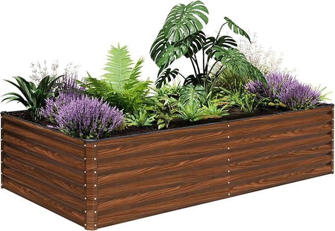 SnugNiture Galvanized Raised Garden Bed 8x4x2FT Outdoor Large Metal Planter Box Steel Kit for Planting Vegetables, Flowers