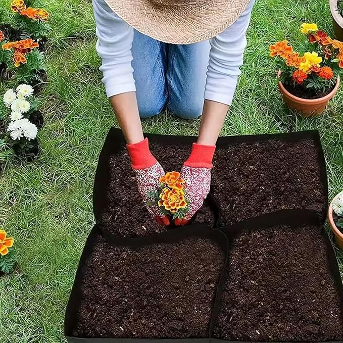 4x2 Ft Fabric Raised Garden Bed with 6 Grids - Perfect for Tomato and Potato Grow Bags, Outdoor Indoor Vegetable Garden Clearance Grow A Garden Solution