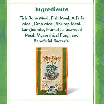 Down To Earth All Natural Fertilizers Organic Bio-Live Starter & Transplant Mix with Mycorrhizal Fungi and Benefical Microbes for Plant Food 5-4-2, 25 lb