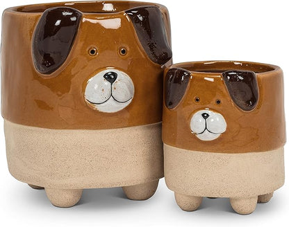 Abbott Collection Stoneware Dog on Legs Planter - Large (4.5" H)