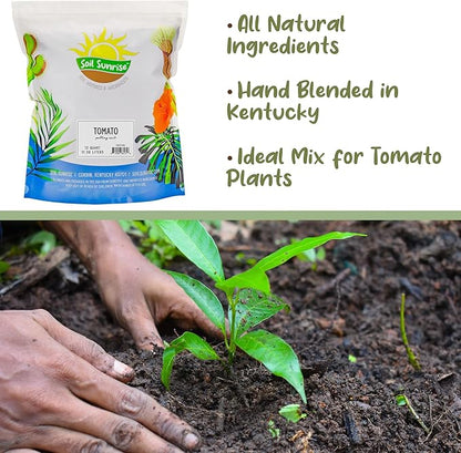 Soil Sunrise All Natural Tomato Starter/Potting Mix (12 Quarts) Perfect Backfill for Outdoor Tomato Plant Holes, Hand Blended with Natural Ingredients Including Worm Castings