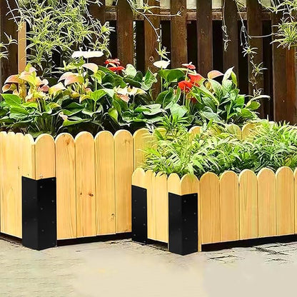 8 Pcs Raised Garden Bed Corner Brackets for 12''-24'' Flower Vegetable Furniture Planter Wood Garden Bed Box, 11 x 3 x 3 Black Metal Corner Brackets Decorative with Screws