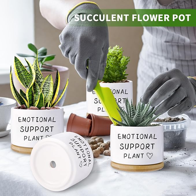 Funny planters for Indoor Plants, for Planter Lover,Indoor Plants Garden Planters Succulent Pots, with Drainage Holes and Saucer(No Plants) (Emotional Support Plant)