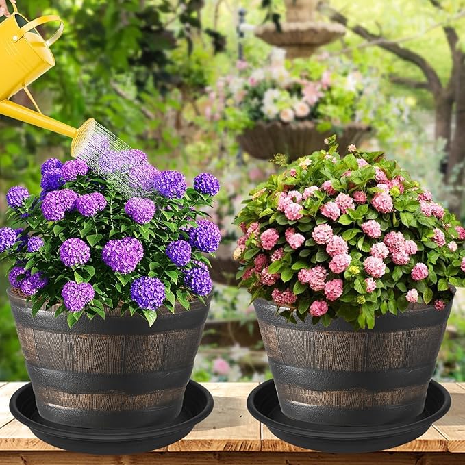 2 Pack of 22 inch Extra Large Plant Saucer, Extra-Deep 3.4" Plant Tray, Bird Bath Bowls for Garden, Plastic Pot Trays for Indoors Outdoors, Water Catcher for Gallon Grow Bags 19-22" (22", Black)