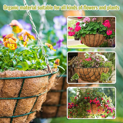 Legigo 3 Pack 14 Inch Hanging Basket Coco Liners Replacement, 100% Natural Round Coconut Coco Fiber Planter Basket Liners for Hanging Basket Flowers/Vegetables