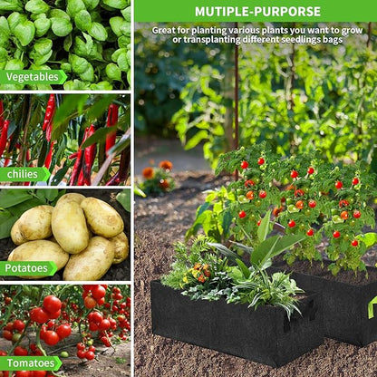 3 Pack Plant Grow Bags,Breathable Fabric Raised Garden Bed,36L/9.5 Gallon 400GSM Heavy Duty Rectangle Growing Pots for Vegetable,Flowers,Fruit/ Flower Planter Containers with Handles(60x30x20cm)