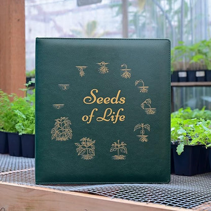 Seeds of Life - Seed Storage Organizer Binder – Compact Seed Packet Organizer with 50 Sheets Holding 200 Seed Envelopes, Complete Seed Saving Binder Kit for Gardeners