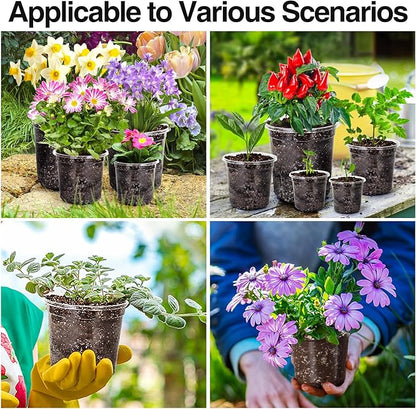 Bonviee 20 Packs 6.7 Inch Clear Nursery Pots, 1 Gallon Plastic Seedling Pots with Drainage Holes, Planters for Indoor Plants and Small Seed Starters, High Transparency Flower Pots with 10 Plant Labels