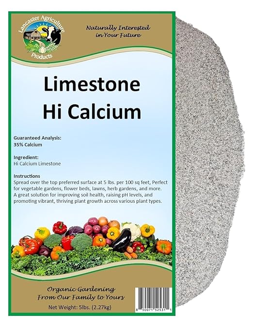 Hi Calcium Limestone 5 Pounds for Strong Root Growth, Nutrient Absorption, Plant Resilience, Enhances Soil Structure, Healthier Vibrant Plants by Lancaster Agriculture Products