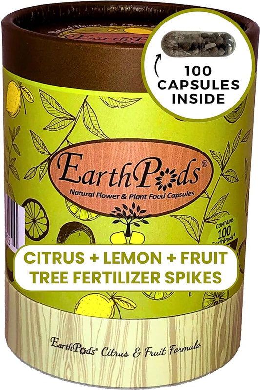 EarthPods® Organic Fruit Tree & Citrus Fertilizer Spikes – 100 Plant Food Capsules - Made in USA