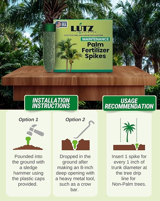 Maintenance Palm Tree Fertilizer Spikes, Pack of 125 - Fertilizer Sticks & Plant Food Spikes for Palm Trees & Ferns - Contains Manganese, Magnesium, Potassium, Sulfur, Iron, Copper