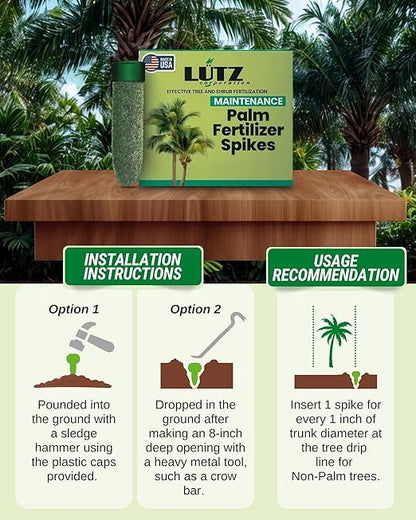 Maintenance Palm Tree Fertilizer Spikes, Pack of 125 - Fertilizer Sticks & Plant Food Spikes for Palm Trees & Ferns - Contains Manganese, Magnesium, Potassium, Sulfur, Iron, Copper