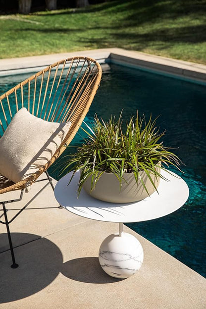 Veradek Mason Series Kona Bowl Planter - Round Planter for Indoor or Outdoor Tabletop/Balcony | Durable Plastic-Stone Composite Material | Modern Décor for Flowers, Succulents, Small Plants