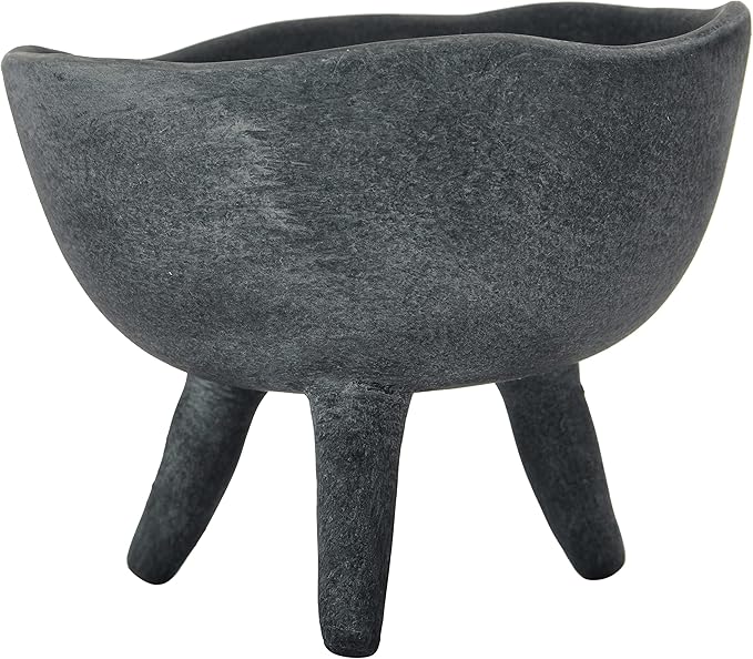 Creative Co-Op Boho Terracotta Footed Bowl, Slate Grey