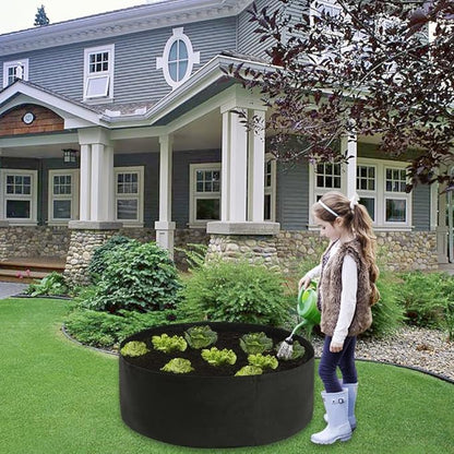 Firlar 2 Pack Fabric Raised Garden Bed, 15 Gallon Grow Bag Planting Bed Round Raised Planter Garden Bed Bag Planter Container for Plants, Herb, Flowers and Vegetables, Black