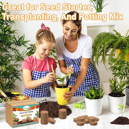 Legigo 200 PCS 50mm Coco Coir Pellets Potting Soil Mix- Compressed Coconut Coir Discs Seed Starting Soil Pellets, Coco Peat Soil Pods for Indoor & Outdoor Plants, Gardening Herbs Bonsai and Vegetables