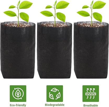 GREANER Nursery Bags for Plants, 100 PCS 6.7x7.8 Inch Seedling Bags, Non-Woven Fabric Seedlings Grow Bag, Deep Nursery Grow Bags for Indoor Outdoor Home Garden Greenhouse Supplies