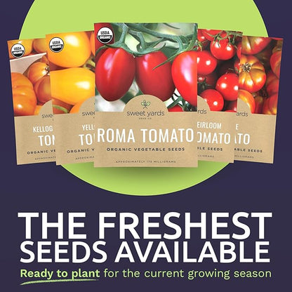 Organic Tomato Seeds Variety Pack - 12 Individual Packs - 2026 Season - Roma, Cherry, Black Krim, Yellow Pear, Pineapple and More! for Indoor & Outdoor Planting (Non-GMO, Certified Organic)