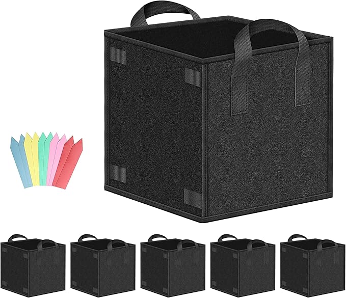 YSSOA 5-Pack 3 Gallon Grow Bags Heavy Duty Thickened Nonwoven Aeration Fabric Pots with Handles, Cloth Pots for Plants, Vegetable, Flower, Tomato Potato