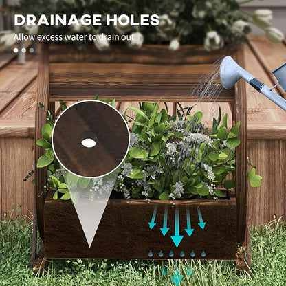 Outsunny 2-Tier Raised Garden Bed, Wooden Wagon Planter Boxes with Drainage Holes, for Vegetables Flowers Herbs, 22" x 13" x 22"