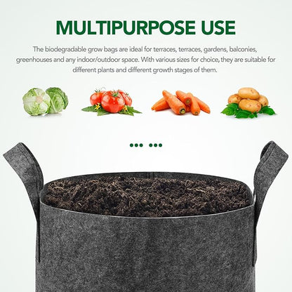 Delxo 12-Pack 7 Gallon Grow Bags Heavy Duty Aeration Fabric Pots Thickened Nonwoven Fabric Pots Plant Grow Bags