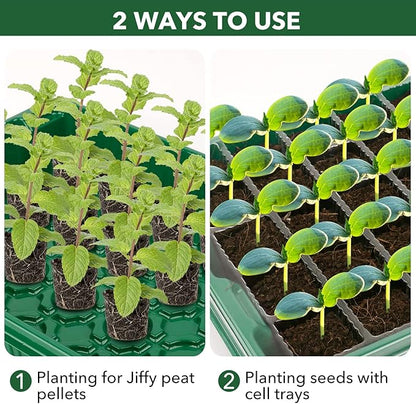 YAUNGEL Seed Starter Tray, XL 160 Cells Thicken Seed Starter Kit with Humidity Dome Durable Growing Trays for Greenhouse Germination Trays Green, 4 Pack