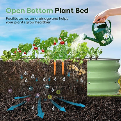 Raised Garden Bed 4×2×1 FT, Galvanized Metal Raised Planter Box, Vegetable Planting Container with Safety Edge Trim, Hardware & Gloves Included, Fruit Green for Backyard Patio Balcony