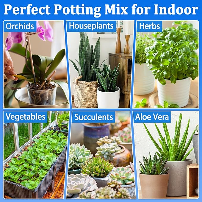 Halatool 6QT Indoor Potting Soil for Plants Orchid Potting Mix Garden Top Succulent Bonsai Soil for Aloe Vera Houseplants Flowers Vegetables & Herbs
