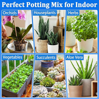 Halatool 6QT Indoor Potting Soil for Plants Orchid Potting Mix Garden Top Succulent Bonsai Soil for Aloe Vera Houseplants Flowers Vegetables & Herbs