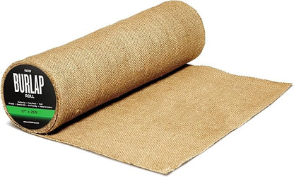 VViViD Gardening Burlap Roll (17” x 25ft) Tree Wrap Natural Jute Fiber Material, Weed Barrier, Plant Care from Elements, Craft Projects and Part Decor