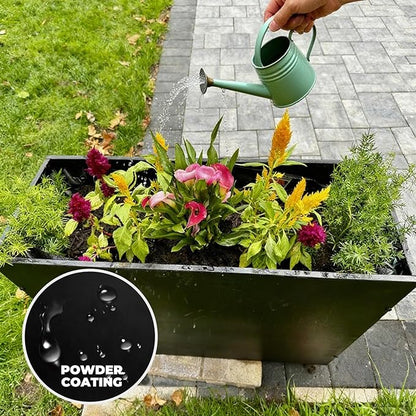 Black Steel Metallic Heavy Planter 36" x 15" x 24" for Outdoor Plants Metal Rectangular Outdoor Planter Spliced Flower Box with Partitions for Outside,Indoor,Garden (Black, 36 * 15 * 24)