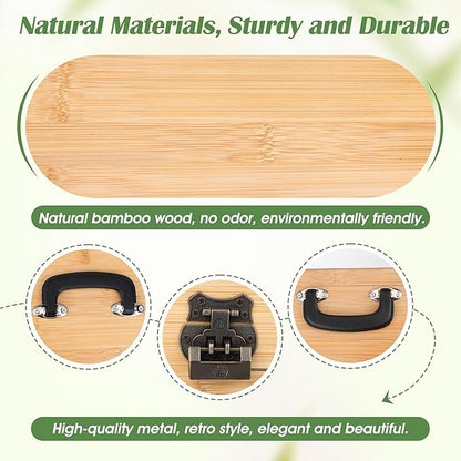Luxiv Bamboo Seed Saving Box, Wood Seed Storage Organizer Box Large Seed Container with Lid Wood Garden Seed Bin with Lock, 3 Handle, 30P Envelope Seed Bags, 30P Plant Tags, 1 Double Side Pen