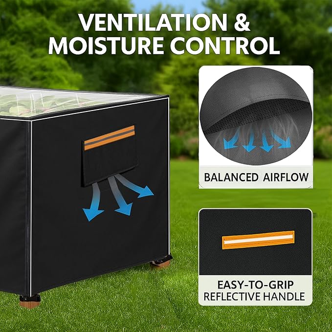 Outdoor Raised Garden Bed Winter Cover 48" L x 24" W x 30" H, Heavy-Duty 600D Oxford Fabric Waterproof Insulated with Transparent PVC Top for All-Weather Elevated Wood Planter Box