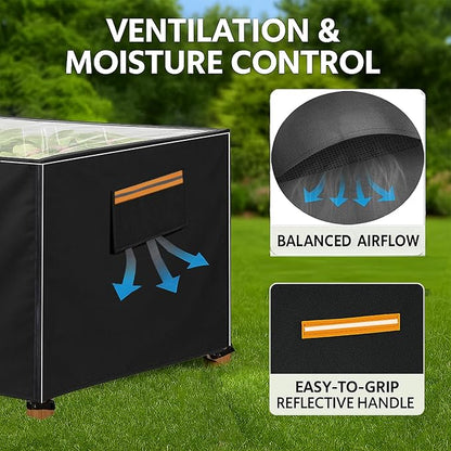Outdoor Raised Garden Bed Winter Cover 48" L x 24" W x 30" H, Heavy-Duty 600D Oxford Fabric Waterproof Insulated with Transparent PVC Top for All-Weather Elevated Wood Planter Box