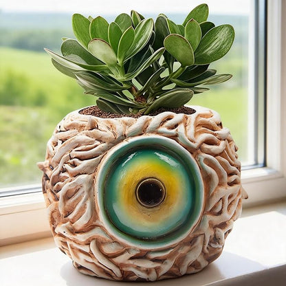 Orange Monster Eye Planter Creative Unique Eye Plant Pot,Resin Succulent Plants Pot with Drainage, for Outdoor Garden Deco and Home Art Decoration(Orange)