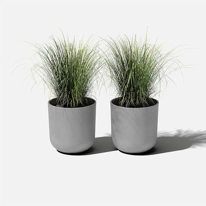 Veradek Round Lima Plastic Planter Pots for Indoor/Outdoor Garden Use, Gray, Suitable for Small to Large Succulent Plants, Flowers, Modern Interior Plants