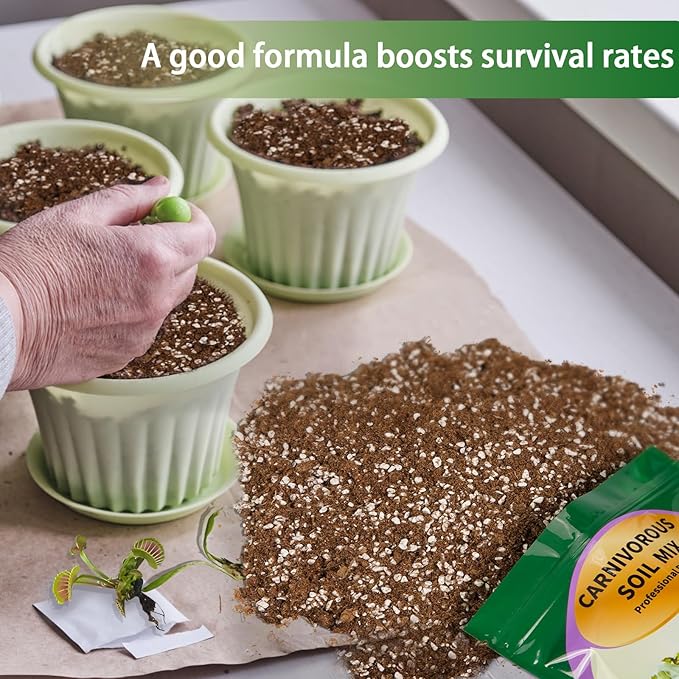 Carnivorous Plant Soil Mix 4qt, Pure Peat Moss and Perlite Mixture for Venus, Pitcher, Butterwort, Nepenthes, Sundew