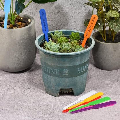 PATIKIL Plant Labels, 100Pcs PP Rectangle Marker Tags for Outdoor Indoor Garden, Light Blue