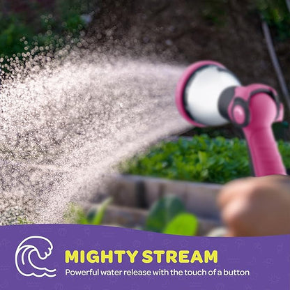 Hose Nozzle [Pink] Heavy Duty Hose Sprayer With 10 Adjustable Watering Patterns. Thumb Control Design, Comfortable Ergonomic Grip, Garden Hose Nozzle for Watering Plants & Lawns/Fun showers/Cleaning