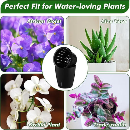 Planterhoma 5 Inch Self Watering Pots for Indoor Plants, 12 Packs African Violet Pots with Indicator, Black Wick Pot with Drainage Holes, Self Watering Planters for Orchid, Devil's Ivy, Black